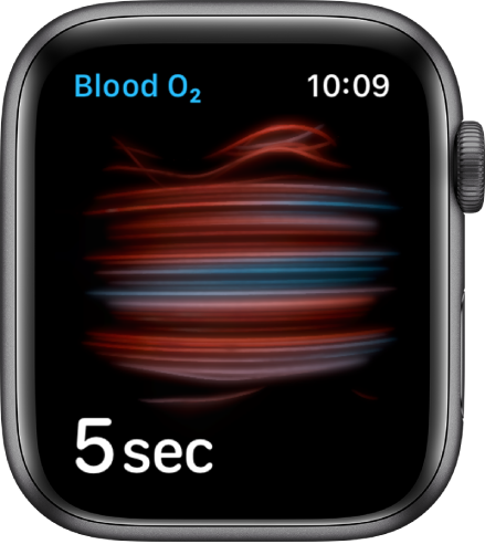 The Blood Oxygen screen taking a measurement; counting down from 5.