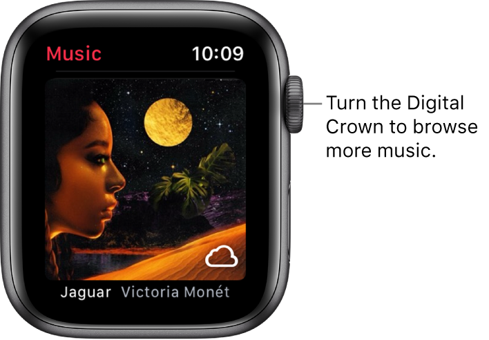 Screen showing an album and its artwork in the Music app.