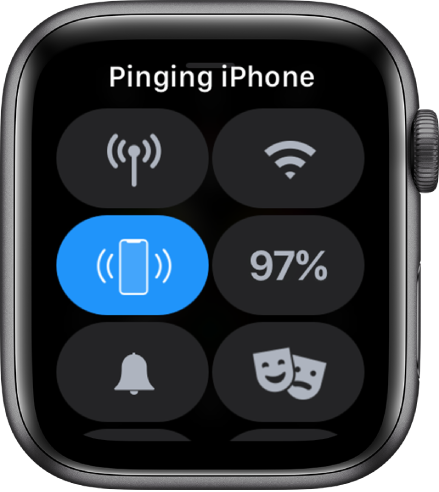 Control Center, with the Ping iPhone button shown at the center left.
