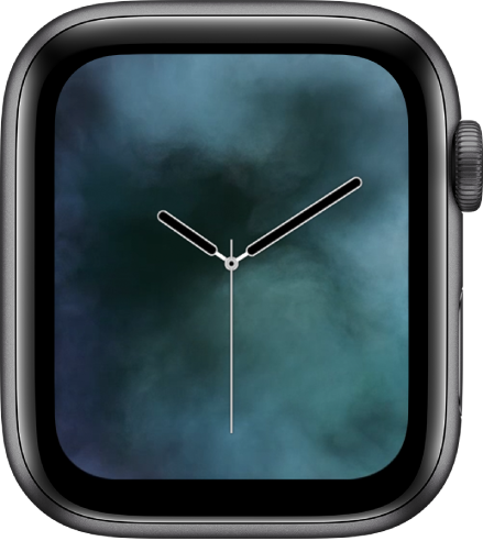 The Vapor watch face showing an analog clock in the middle and vapor around it.