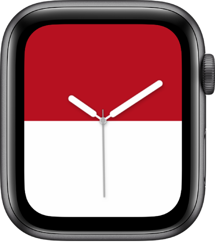 The Stripes watch faces showing a bold red stripe at the top and a bold white stripe at the bottom.