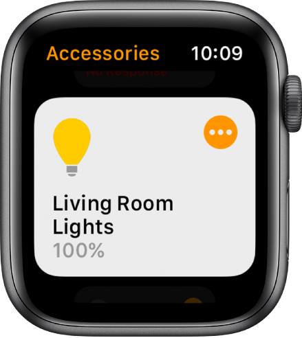 Home app showing a lighting accessory. Tap the icon in the top-right corner of the accessory to adjust its settings.