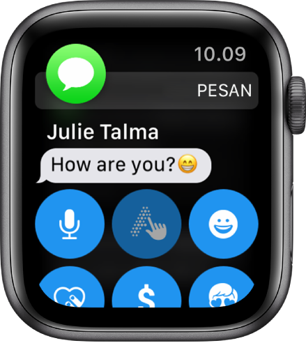Apple Watch menampilkan pesan.
