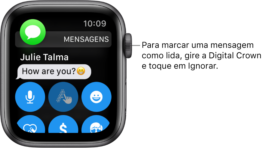 Notificação de mensagem, com o ícone do Mensagens na parte superior esquerda e a mensagem abaixo.