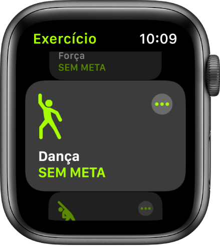 A tela Exercício com o exercício Dança destacado.