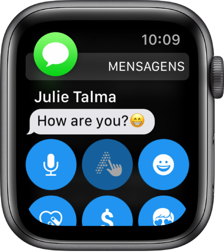 Apple Watch mostrando uma mensagem.