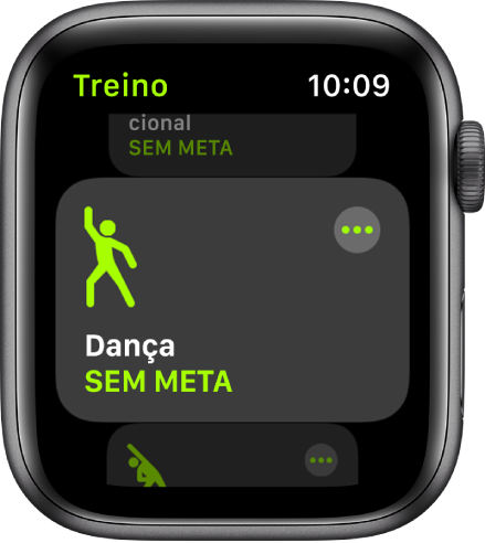 O ecrã Treino com Dança destacada.