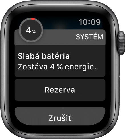 Upozornenie na vybitú batériu obsahuje tlačidlo, pomocou ktorého môžete zapnúť režim Rezerva.