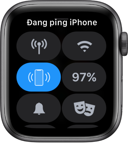 Trung tâm điều khiển, với nút Ping iPhone được hiển thị ở giữa bên trái.