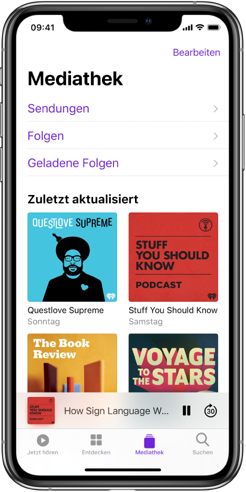 Verwalten Von Podcast Abonnements Und Der Mediathek Auf Dem Iphone Apple Support