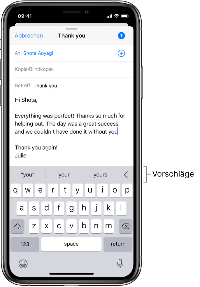Verwenden Von Textvorschlagen Auf Dem Iphone Apple Support