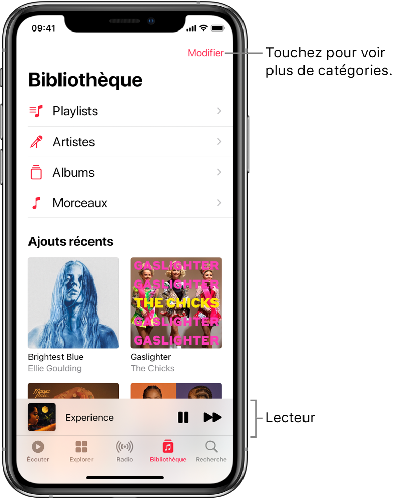 Afficher Les Albums Les Playlists Et Autres Dans Musique Sur L Iphone Assistance Apple