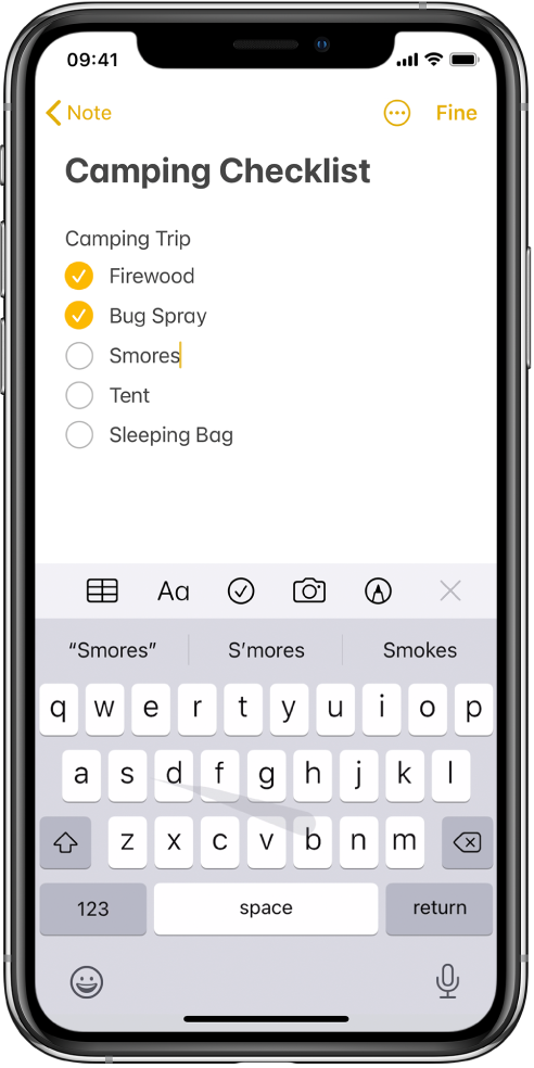 Una tastiera di iPhone che mostra il passaggio da un tasto all'altro per digitare.