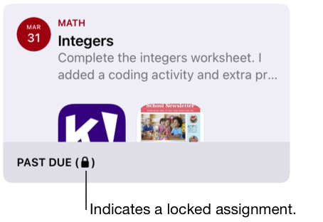 已鎖定的習作範例(「Integers」)。