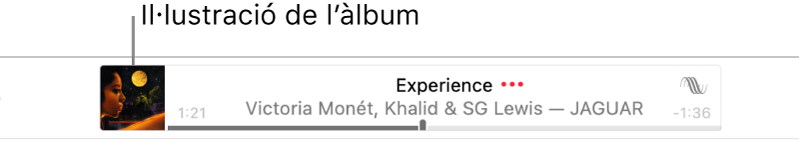 Imatge de l’àlbum a l’esquerra del bàner amb una cançó que s’està reproduint.