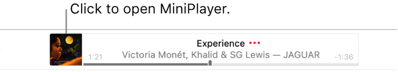 Click the album art on the left of the banner to open MiniPlayer.