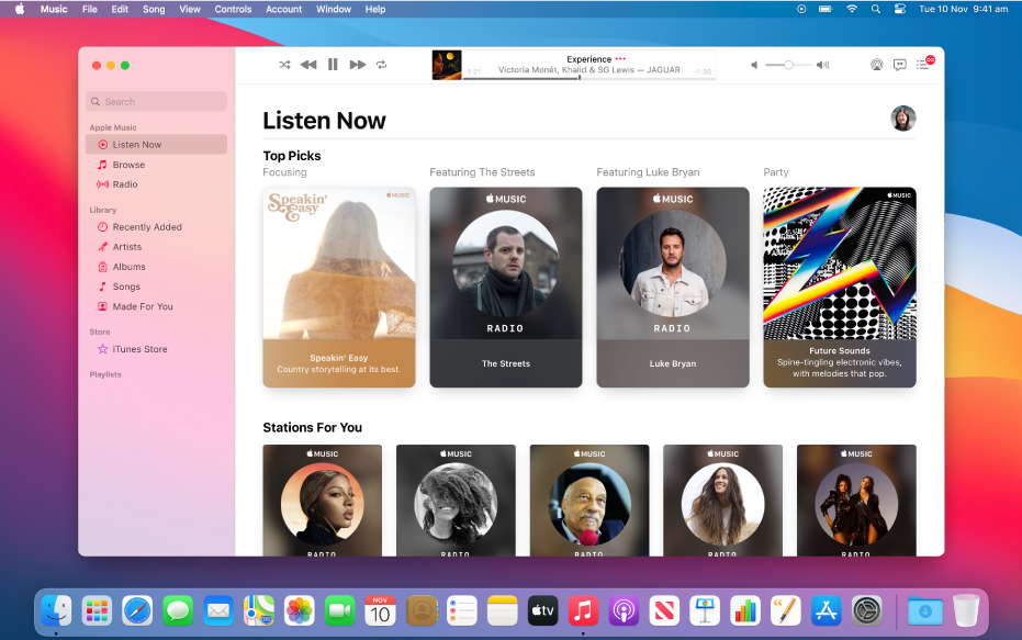 The Apple Music window showing Listen Now.