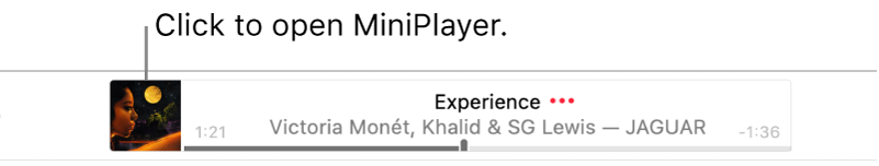 Click the album art on the left of the banner to open MiniPlayer.