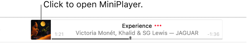 Click the album art on the left of the banner to open MiniPlayer.