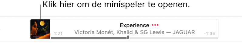 Klik op de albumillustratie links van het banner om de minispeler te openen.