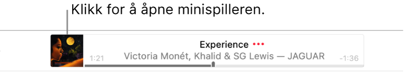 Klikk på albumbildet til venstre for banneret for å åpne minispilleren.