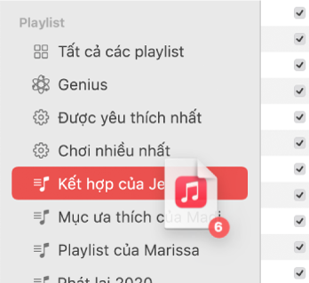 Album đang được kéo vào playlist. Playlist được tô sáng.