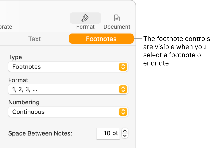 edit footnote number word for mac