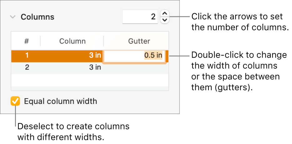 Format Columns Of Text In Pages On Mac Apple Support