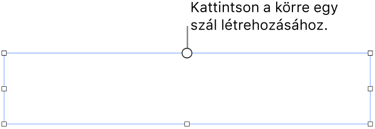 Üres szövegmező a tetején egy fehér körrel, a sarkokban, az oldalakon és alul pedig fogantyúkkal.