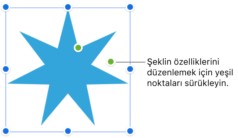 Seçim tutamakları olan bir şekil.
