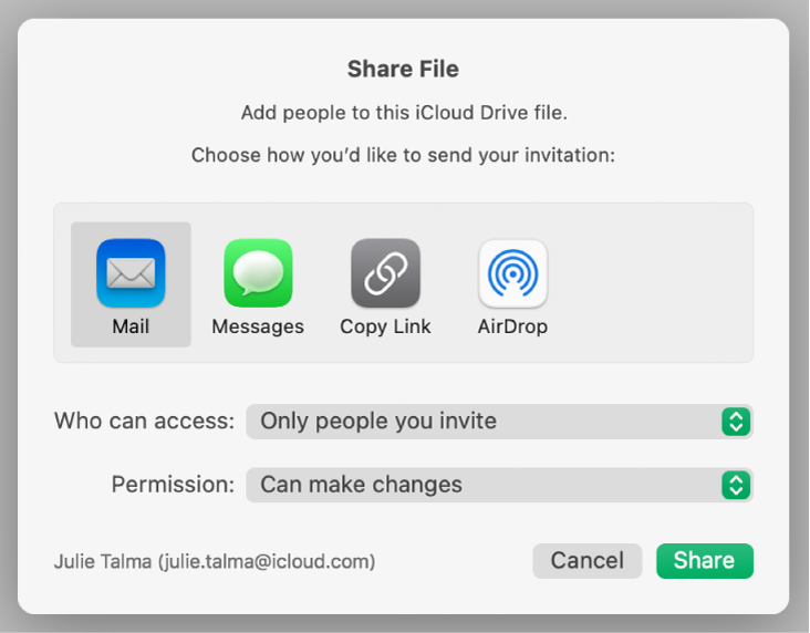 does excel for mac have a share ability?