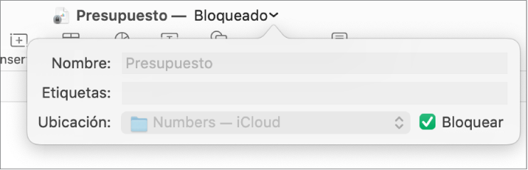 Menú desplegable para bloquear y desbloquear una hoja de cálculo.