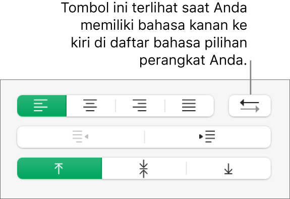 Tombol Arah Paragraf di bagian Perataan pada bar samping Format.
