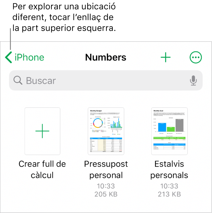 El gestor de fulls de càlcul de l’iPhone.