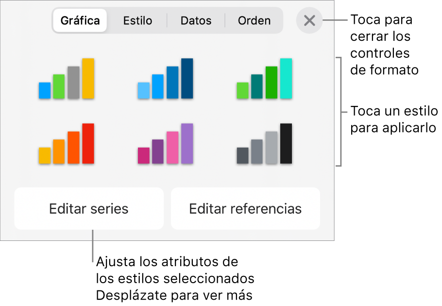 La pestaña Gráfica del botón Formato.