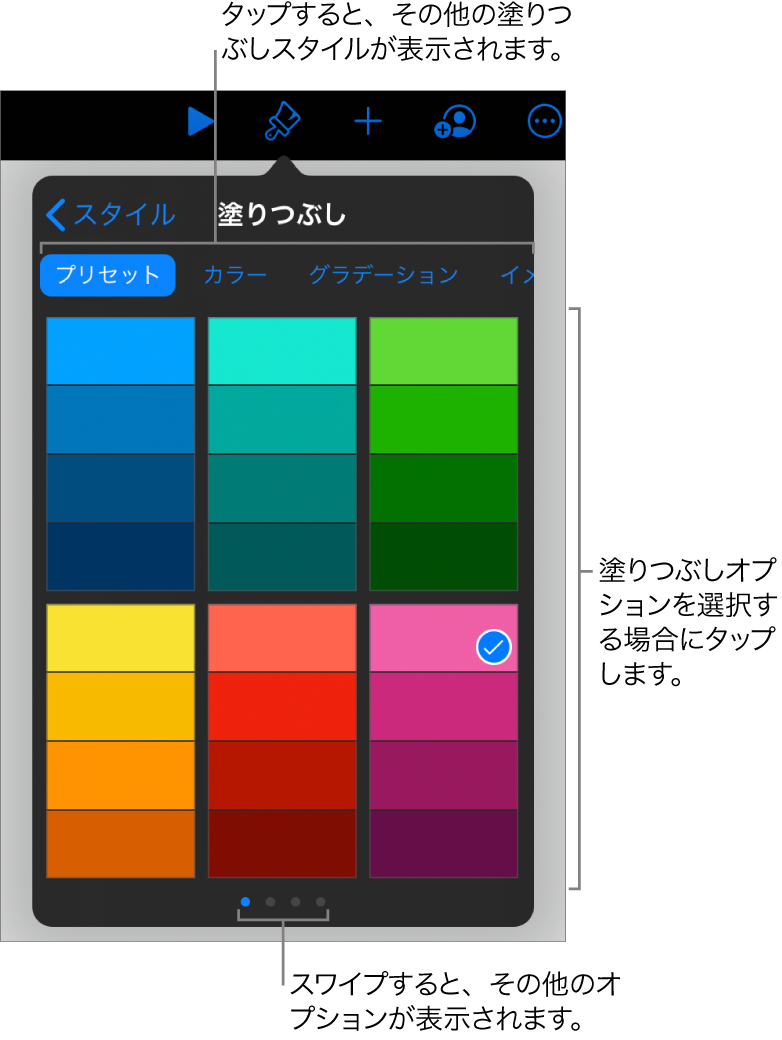 Ipadのkeynoteでオブジェクトを色またはイメージで塗りつぶす Apple サポート