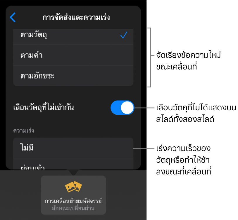 ตัวเลือกการจัดส่งและการเร่งของการเคลื่อนย้ายมหัศจรรย์ในบานหน้าต่างการเร่ง