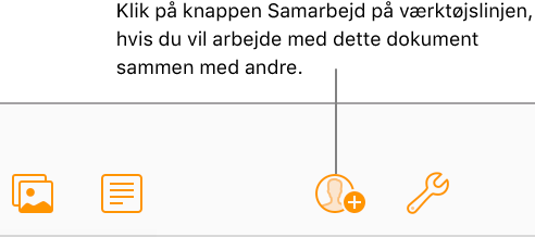 Knappen Samarbejd på værktøjslinjen.