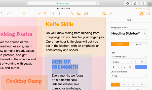 选中了部分文本的文稿。用于更改所选文本的字体、颜色、大小等操作的选项在右侧“格式”边栏中显示。