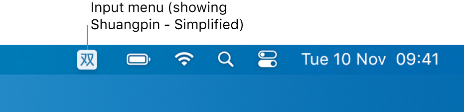 The right side of the menu bar. The Input menu icon appears, showing Shuangpin - Simplified.