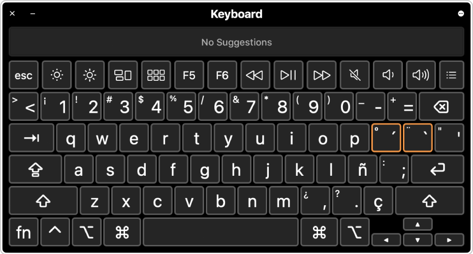 The Keyboard Viewer with the Spanish layout.