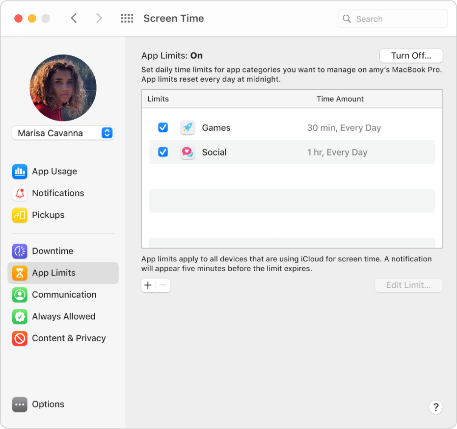 Set Time Limits For Apps And Websites In Screen Time On Mac Apple Support - how to bot groups on roblox mac