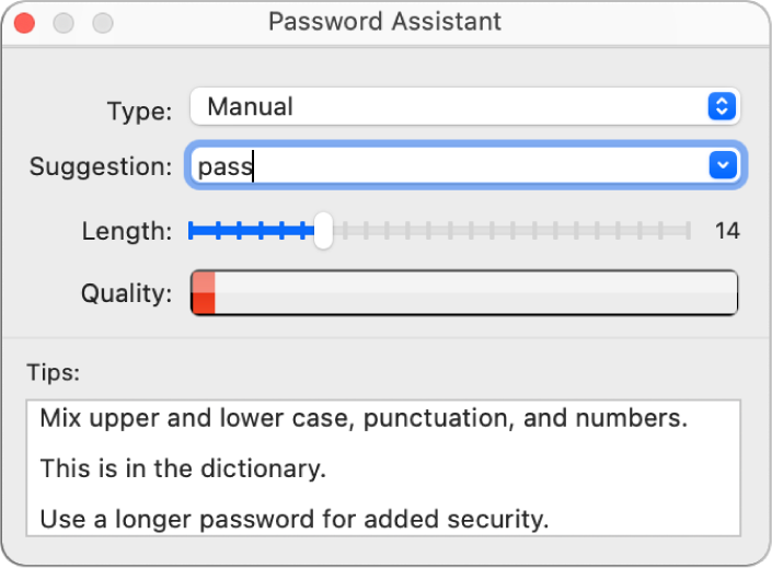 have a password for an app mac