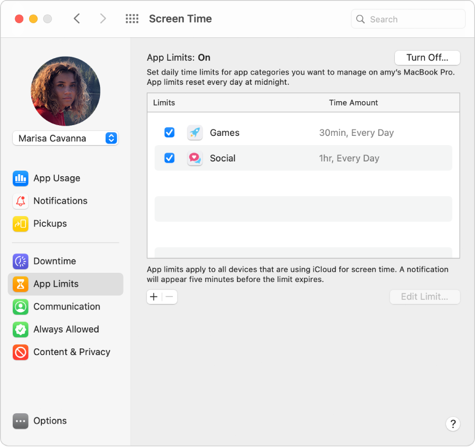 Set Time Limits For Apps And Websites In Screen Time On Mac Apple Support