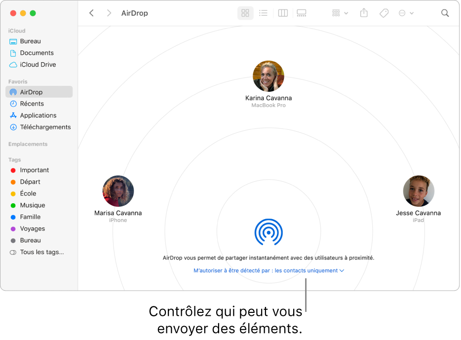 La fenêtre AirDrop.