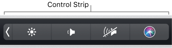 ‏Control Strip המכווץ בפינה השמאלית של ה-Touch Bar.