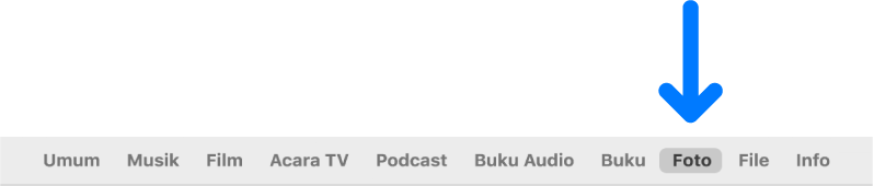 Bar tombol menampilkan Foto dipilih.