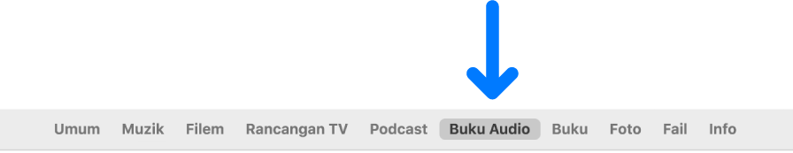 Bar butang menunjukkan Buku Audio dipilih.
