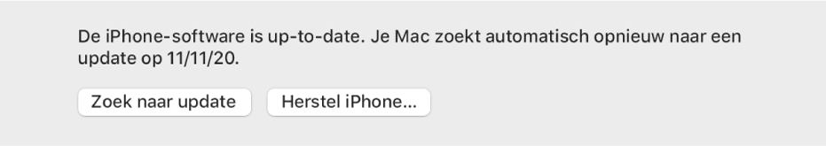 De knop 'Zoek naar update' naast de knop 'Herstel [apparaat]'.