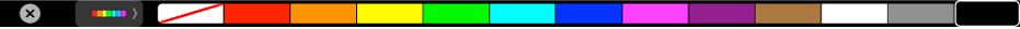 Pasek Touch Bar wyświetlający kolory: od braku koloru po lewej do czarnego po prawej.